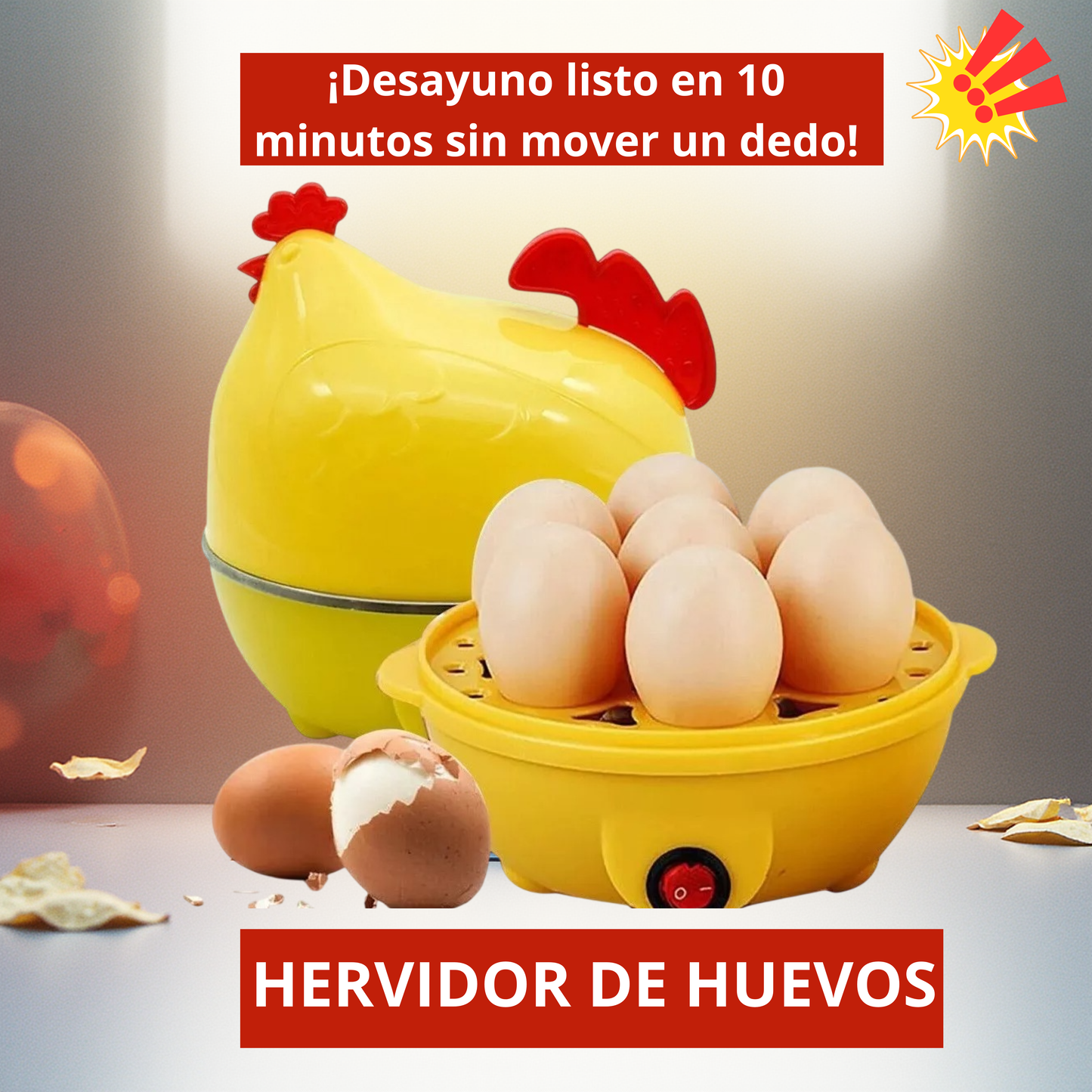 HERVIDOR DE HUEVOS: Cocina 7 huevos a la vez, rápido y compacto
