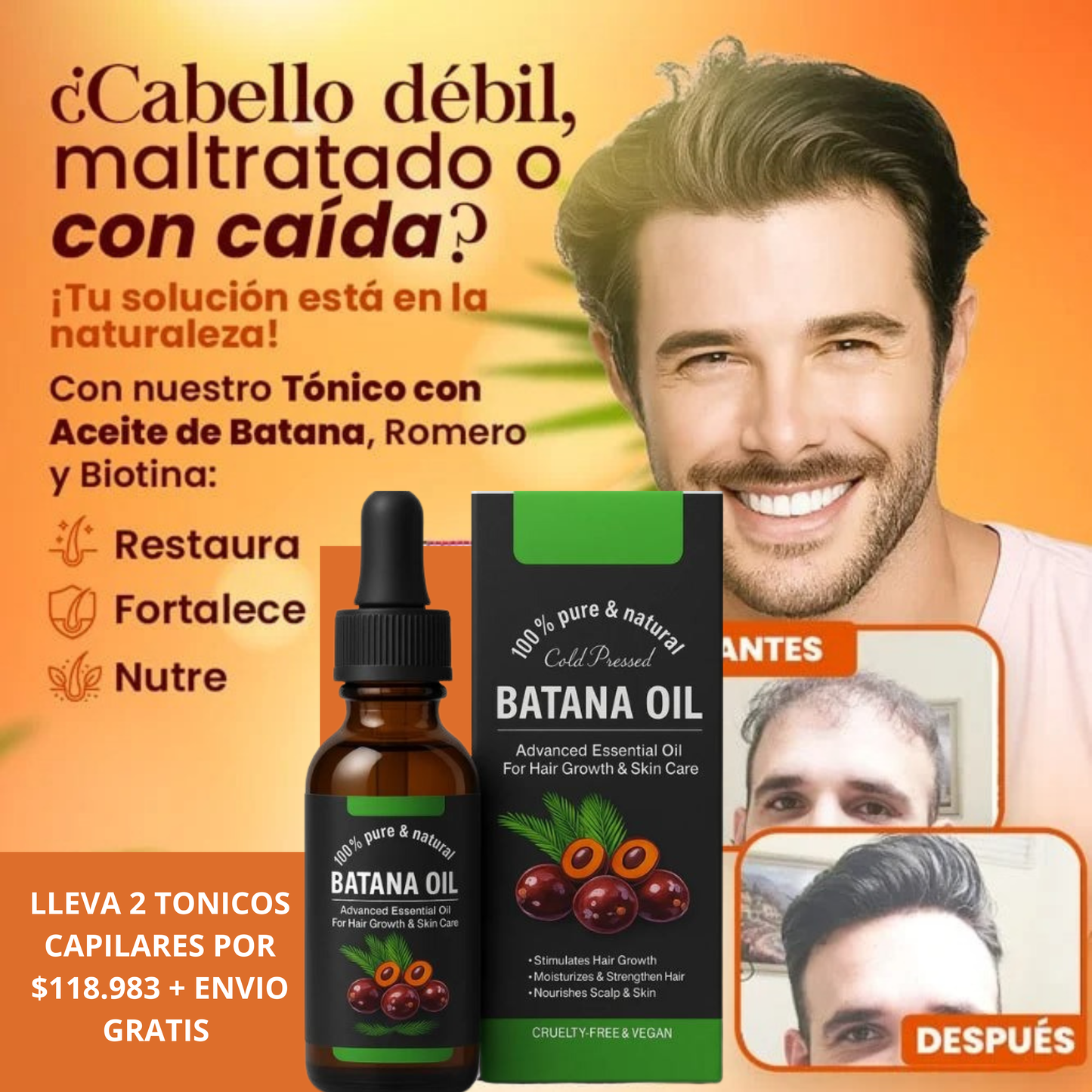 ACEITE DE BATANA: Detiene la caída del cabello desde la raíz