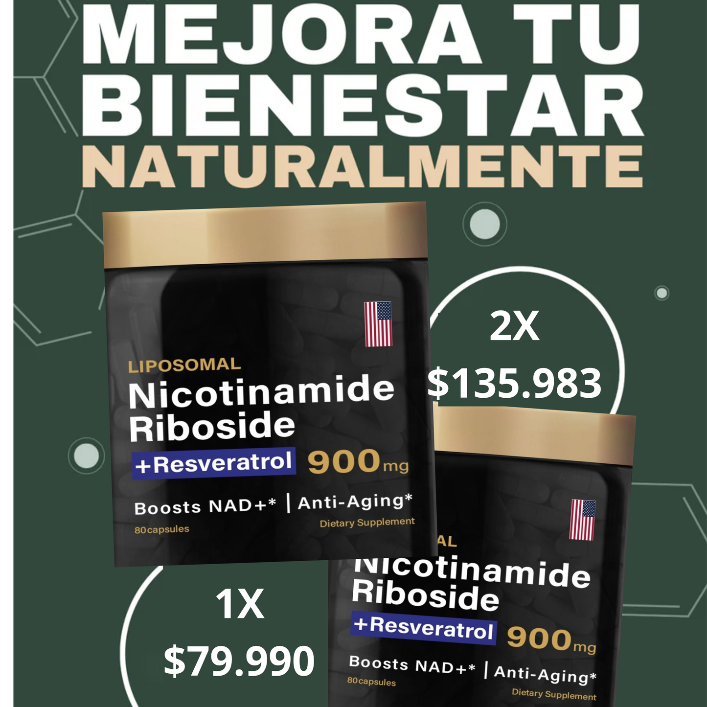 NICOTINAMIDE RIBOSIDE +RESVERATROL (80 Cap)